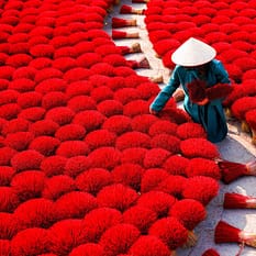 Wietnam w słomkowym kapeluszu Premium